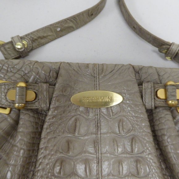 Brahmin crocodile leather crossbody shoulder bag taupe - Picture 2 of 9